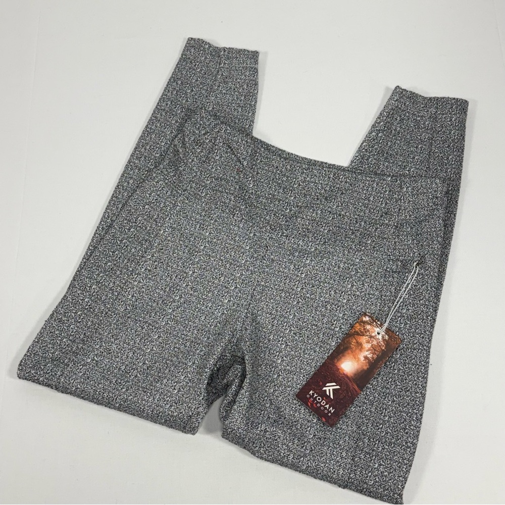 Faux Plaid Kyodan Outdoor Gray Knit Leggings Size M Medium